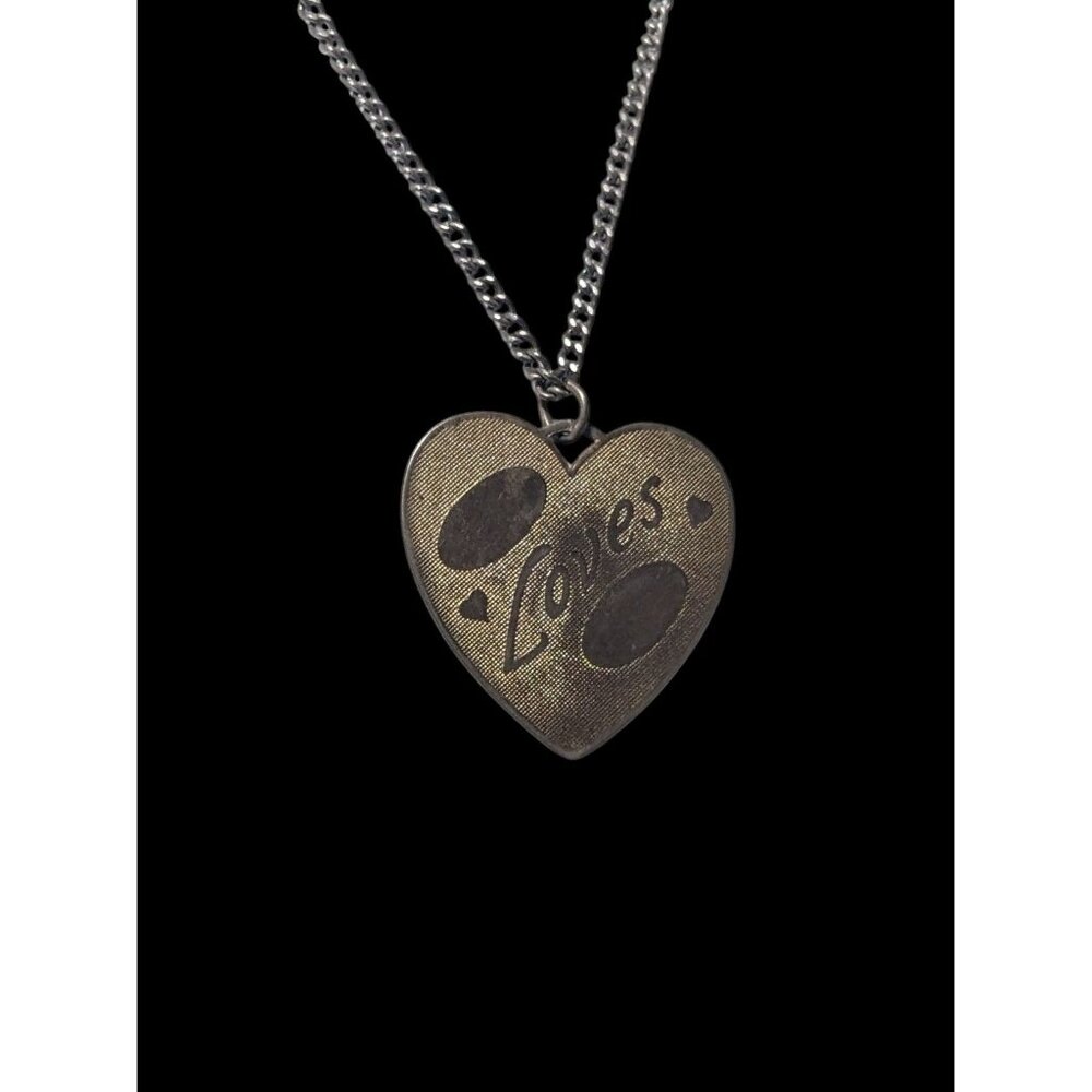 Vintage Engravable Heart Shaped Loves Gold Tone Pendant Necklace - Picture 8 of 12